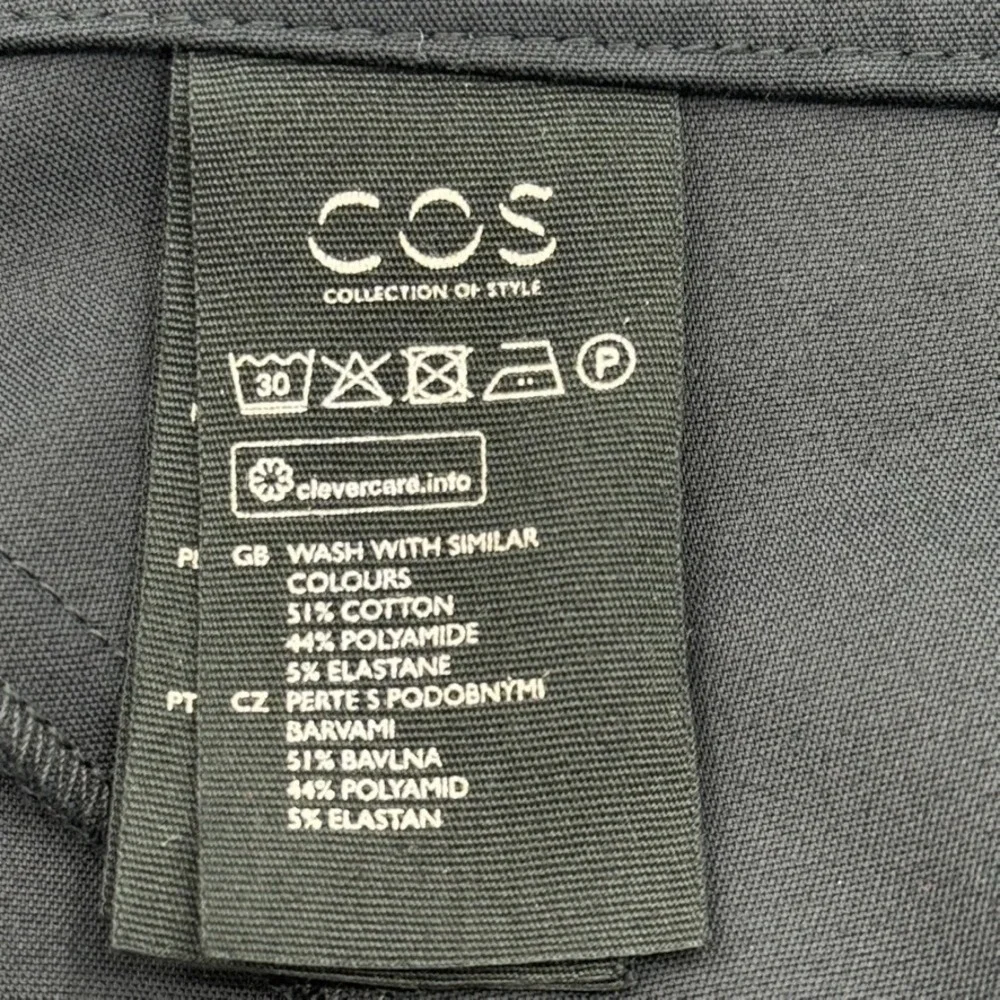 COS Pencil Skirt Navy Blue Midi Back Slit Stretch Cotton 10 Minimalist Quiet Lux